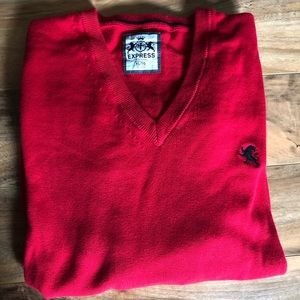 Express Men’s Cotton Red V-Neck Sweater